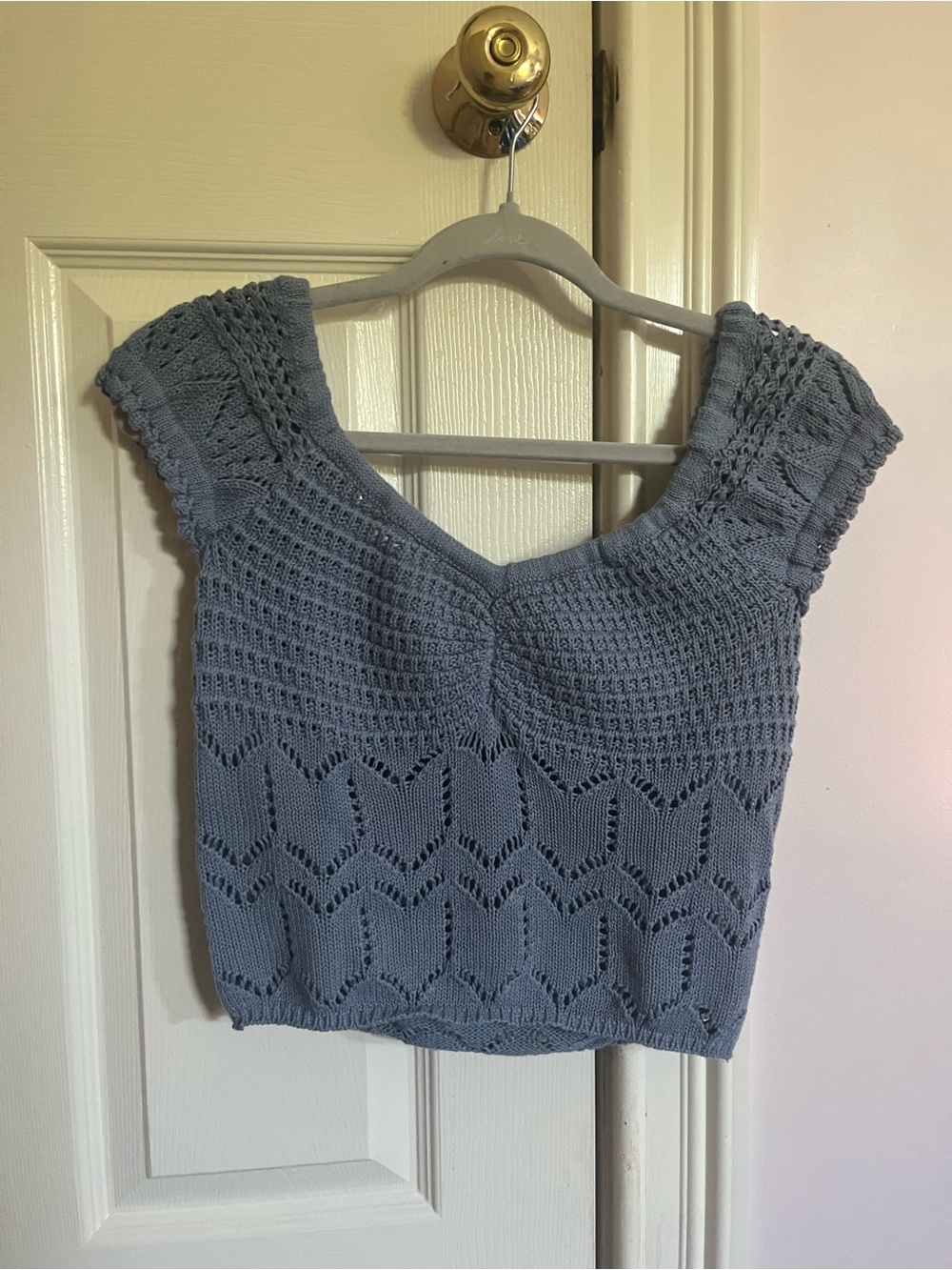 Aeropostale Light Blue Crochet Knit Crop Top